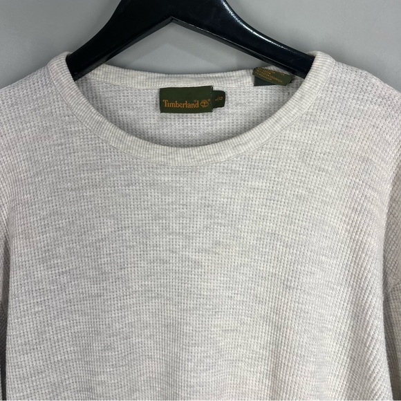 Timberland Tan n Grey Thermal Shirt Mens Large Long Sleeve Waffle Knit *stained* - Picture 2 of 9